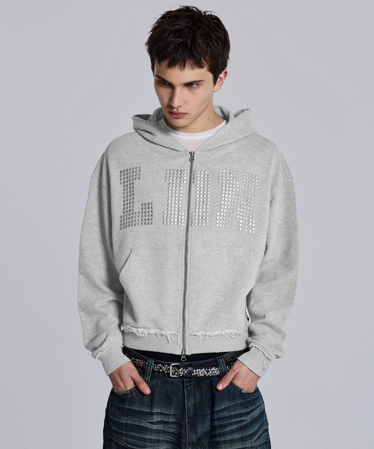 제이디드 런던(JADED LONDON) (U) LDN 스터드 몬스터 후디 그레이 LDN STUD MONSTER HOODIE GREY