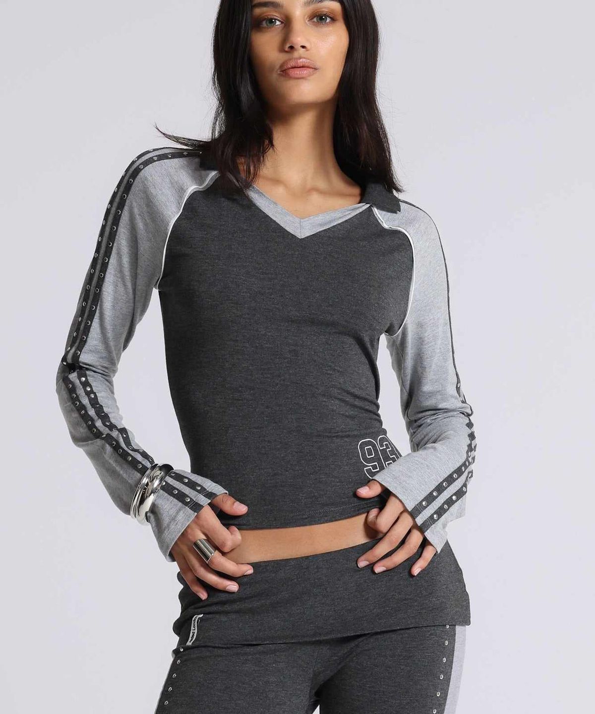 제이디드 런던(JADED LONDON) (W) 풋볼 베이비 티 스터드 멀티 FOOTBALL BABY TEE - STUDDED MULTI