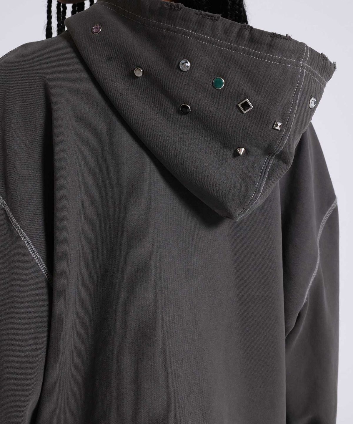 제이디드 런던(JADED LONDON) (U) 라인스톤 엠벨리시드 오버사이즈 후디 블랙 RHINESTONE EMBELLISHED OVERSIZED HOODIE BLACK