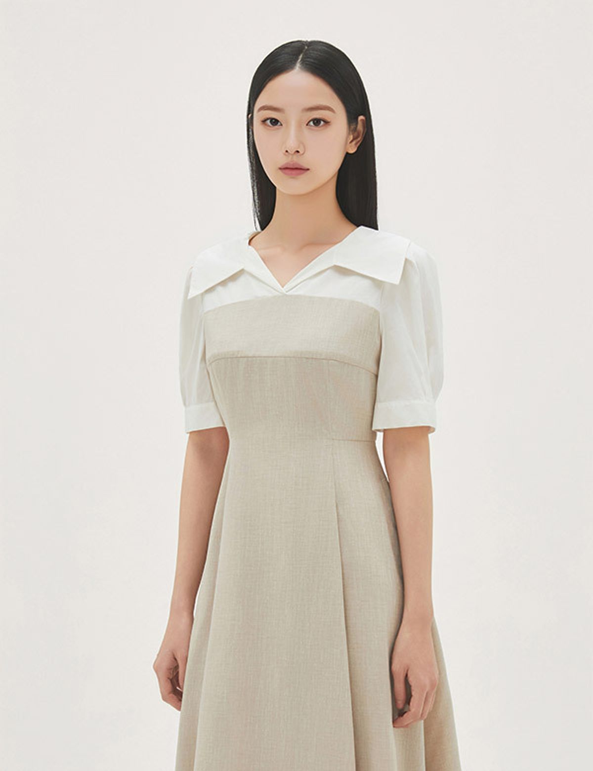 로엠(ROEM) 오픈카라 우븐매칭 롱원피스 RMOWG24R12
