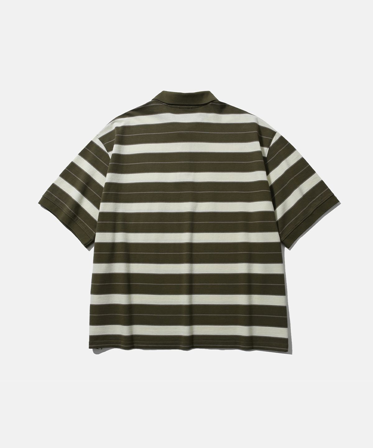 모이프(MOIF) [SS26] WIDE POLO H/S SHIRT / OLIVE MULTI STRIPE