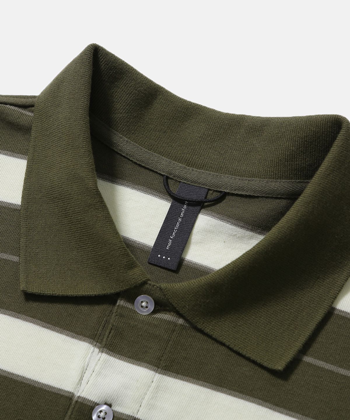 모이프(MOIF) [SS26] WIDE POLO H/S SHIRT / OLIVE MULTI STRIPE