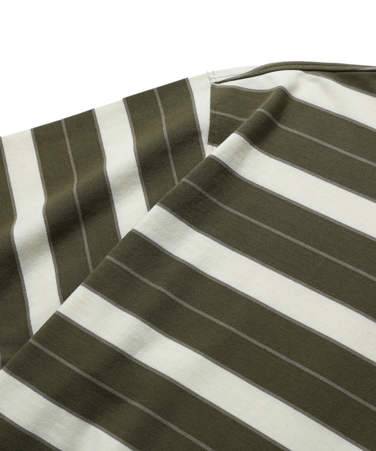 모이프(MOIF) [SS26] WIDE POLO H/S SHIRT / OLIVE MULTI STRIPE
