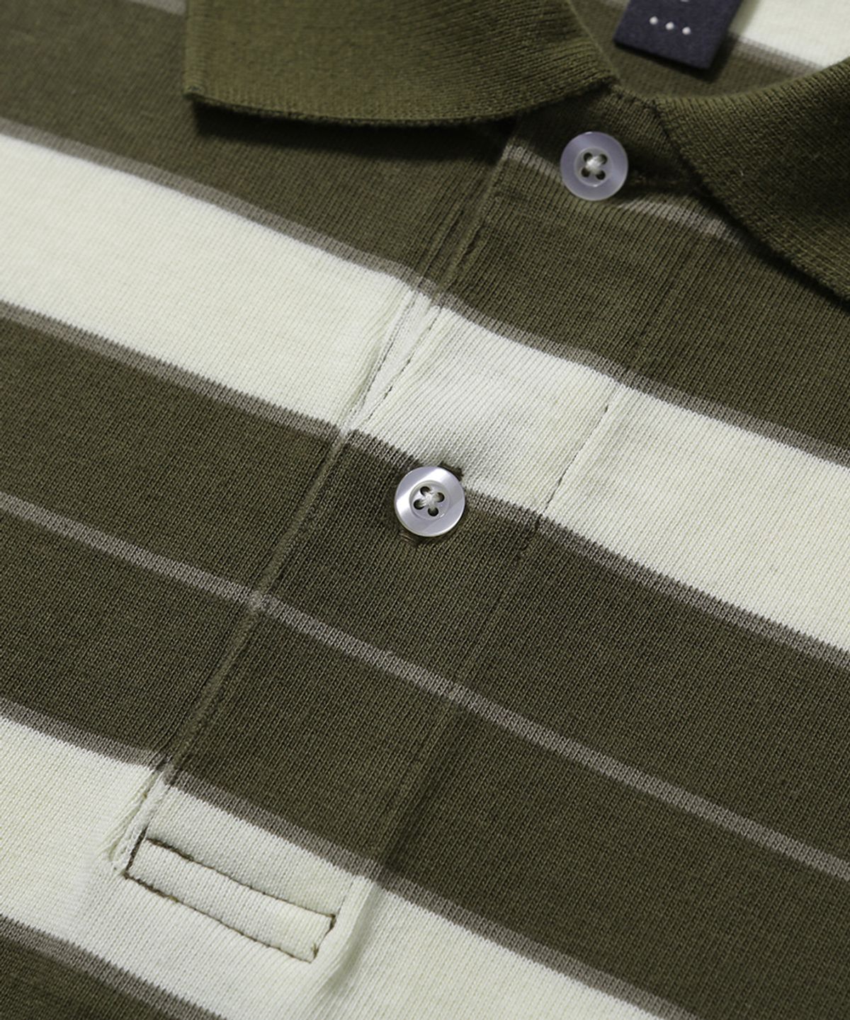 모이프(MOIF) [SS26] WIDE POLO H/S SHIRT / OLIVE MULTI STRIPE