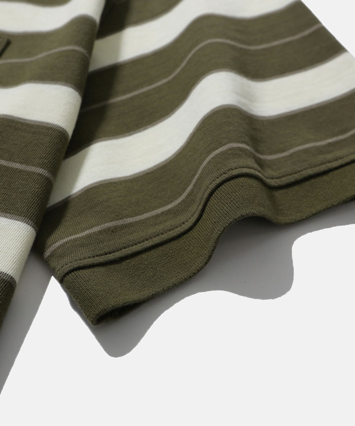 모이프(MOIF) [SS26] WIDE POLO H/S SHIRT / OLIVE MULTI STRIPE