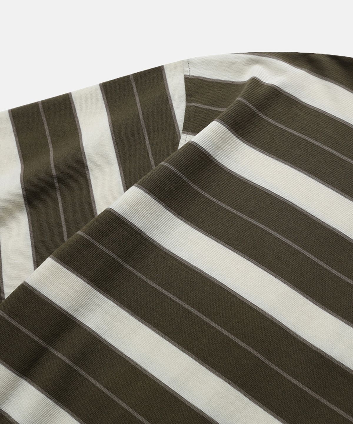 모이프(MOIF) [SS26] WIDE POLO H/S SHIRT / OLIVE MULTI STRIPE