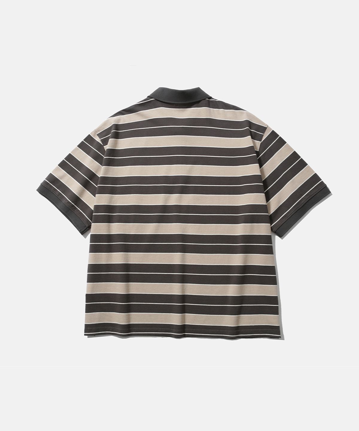 모이프(MOIF) [SS26] WIDE POLO H/S SHIRT / GRAY MULTI STRIPE