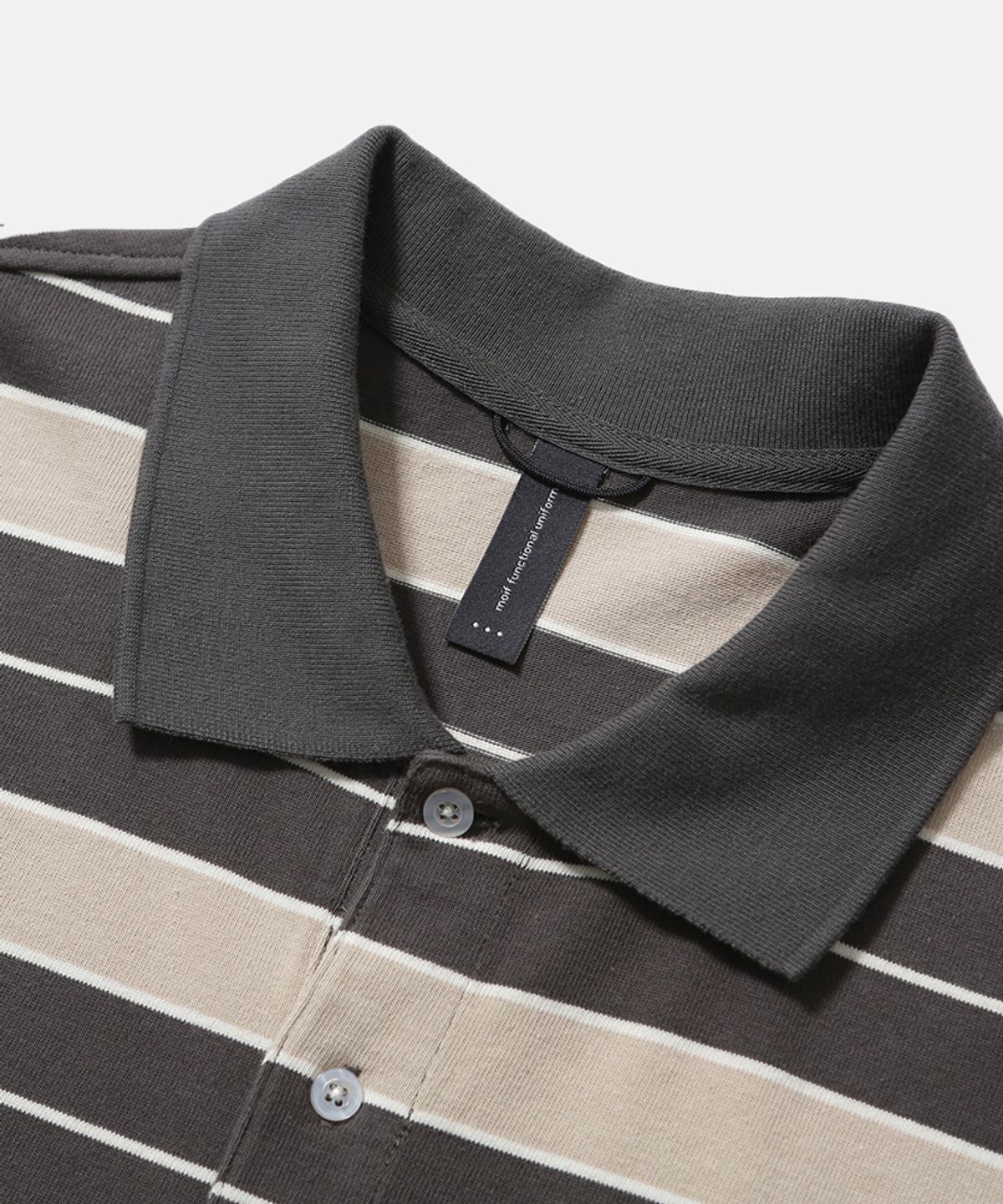 모이프(MOIF) [SS26] WIDE POLO H/S SHIRT / GRAY MULTI STRIPE