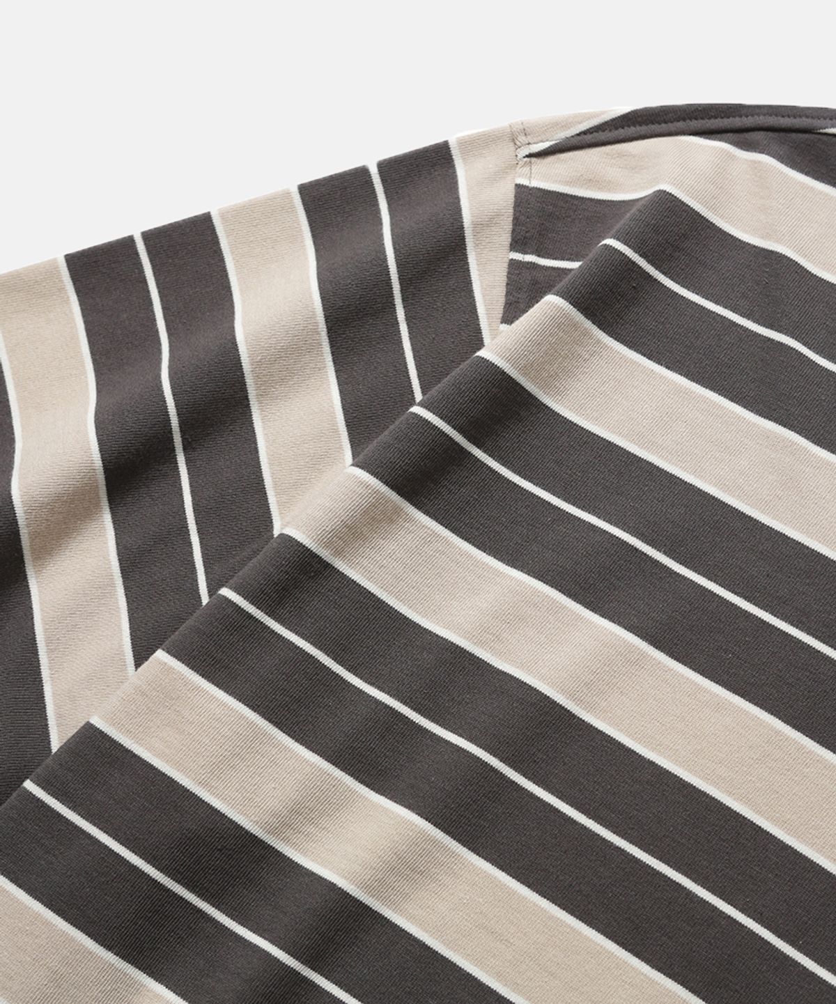 모이프(MOIF) [SS26] WIDE POLO H/S SHIRT / GRAY MULTI STRIPE