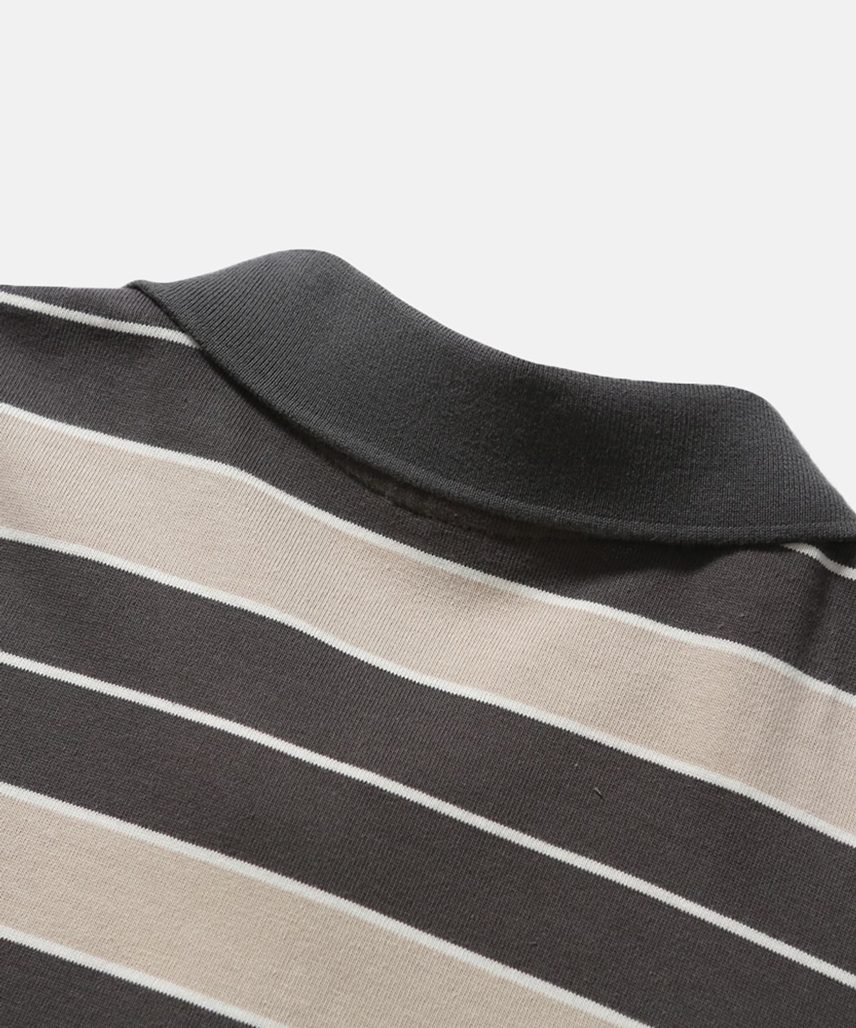 모이프(MOIF) [SS26] WIDE POLO H/S SHIRT / GRAY MULTI STRIPE