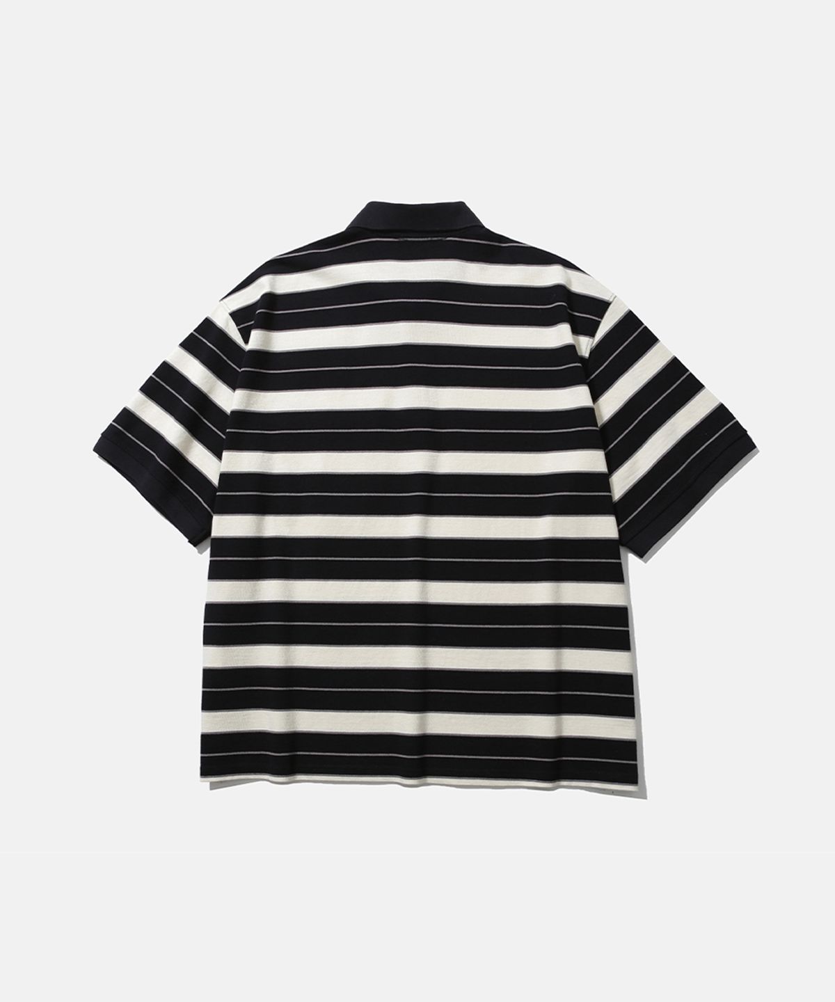 모이프(MOIF) [SS26] WIDE POLO H/S SHIRT / BLACK MULTI STRIPE
