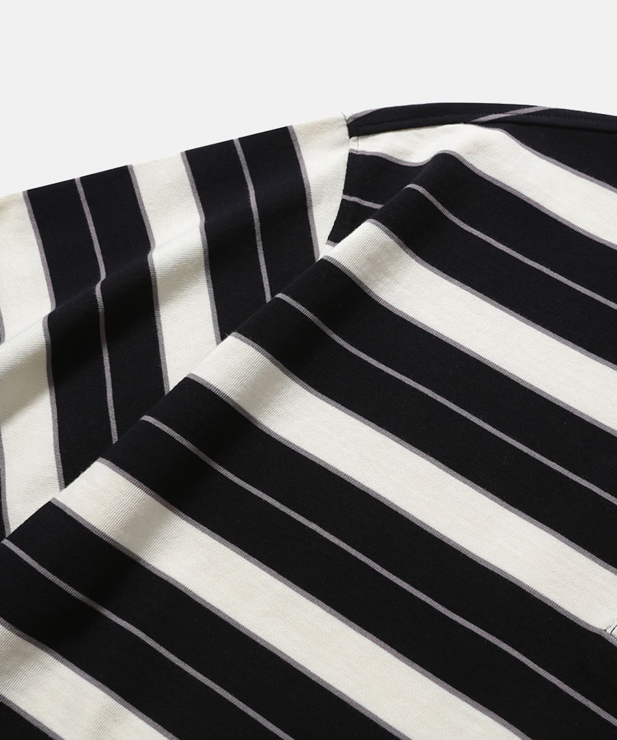 모이프(MOIF) [SS26] WIDE POLO H/S SHIRT / BLACK MULTI STRIPE