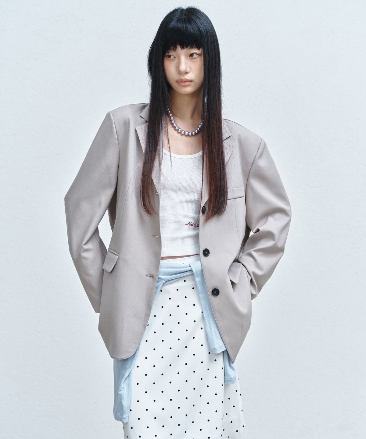 닉앤니콜(NICK&NICOLE) ESSENTIAL OVERSIZED BLAZER JACKET_BEIGE