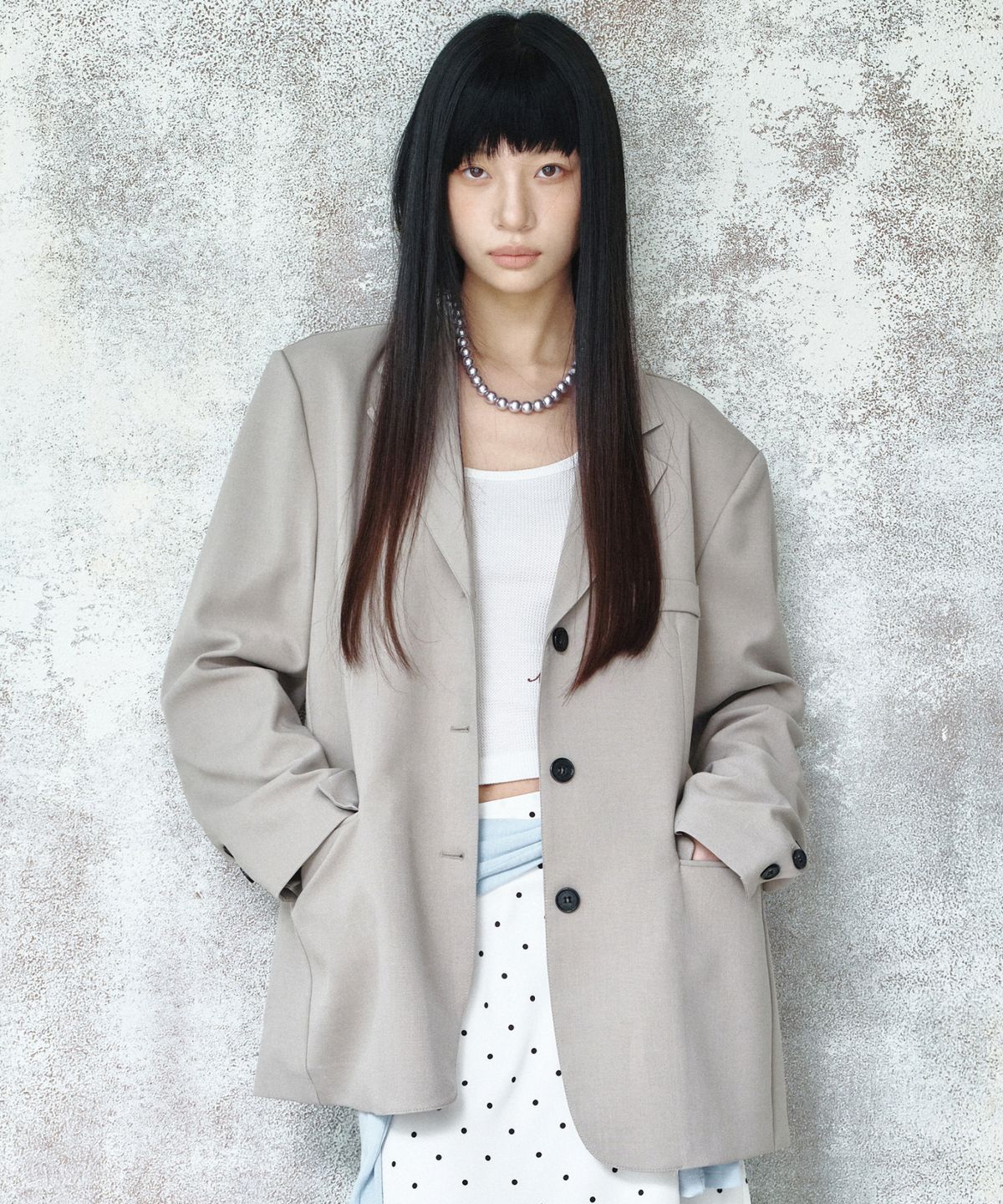 닉앤니콜(NICK&NICOLE) ESSENTIAL OVERSIZED BLAZER JACKET_BEIGE