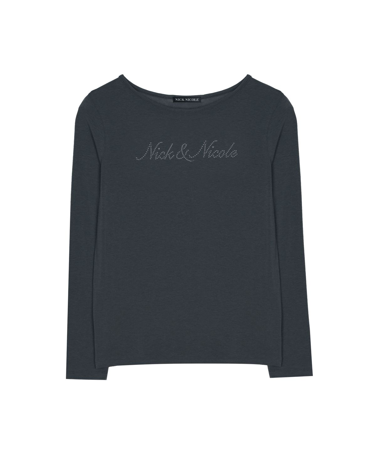 닉앤니콜(NICK&NICOLE) LETTERING GRAPHIC TOP_CHARCOAL
