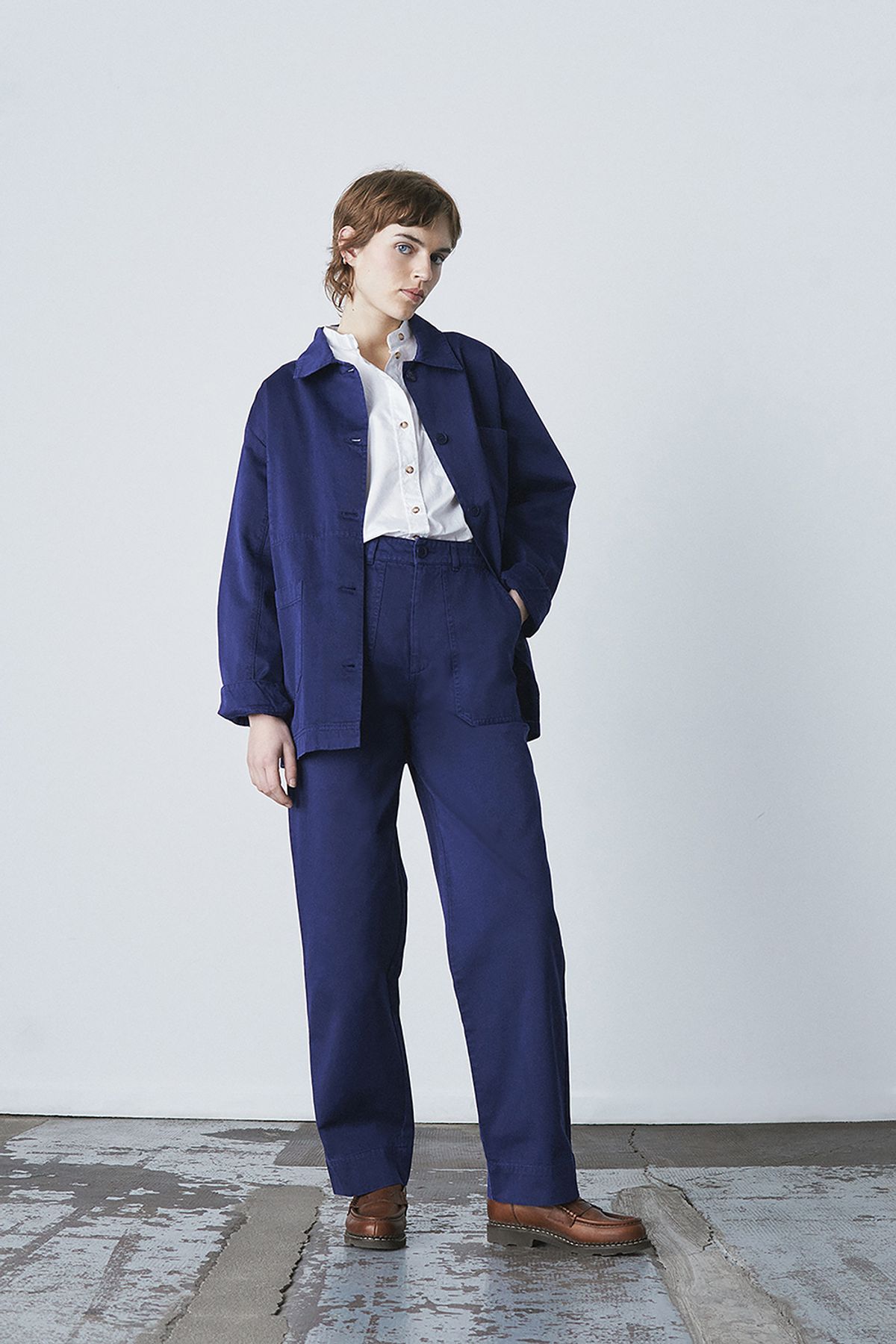 르몽생미셸(LE MONT ST MICHEL) (W)Gabardine Work Jacket_Blue