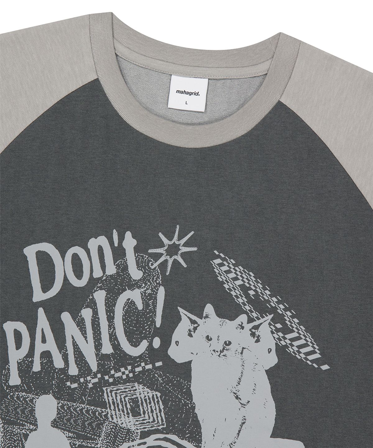 마하그리드(MAHAGRID) DON’T PANIC PIGMENT RAGLAN TEE BLACK(MG2GMMT535A)