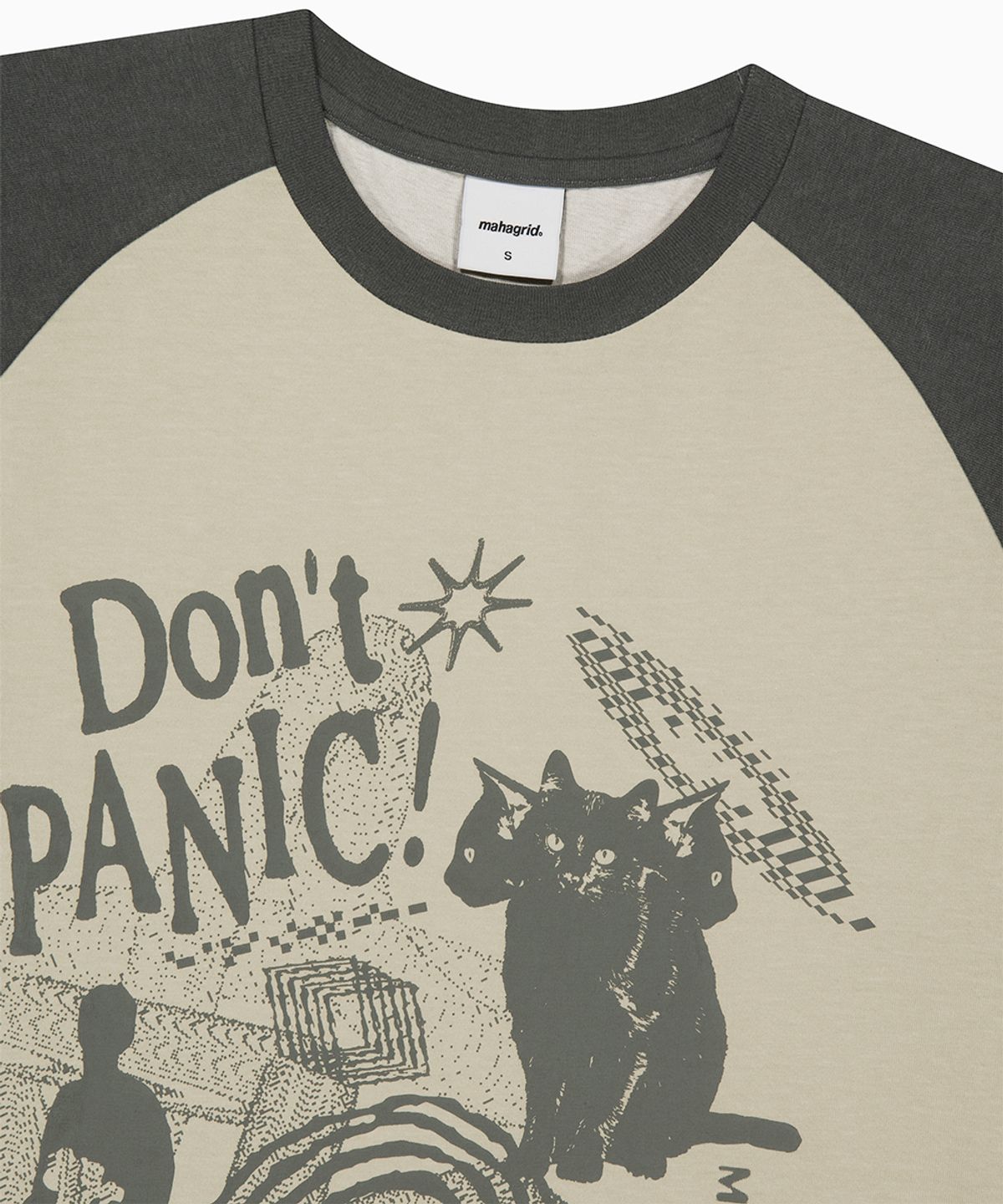 마하그리드(MAHAGRID) DON’T PANIC PIGMENT RAGLAN TEE CREAM(MG2GMMT535A)