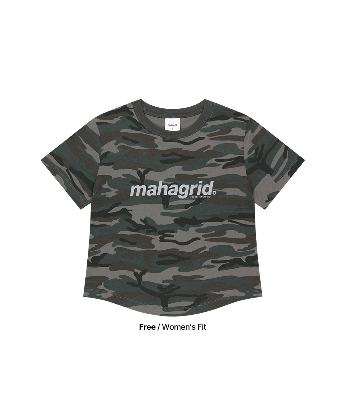 마하그리드(MAHAGRID) CAMO PATTERN BASIC LOGO CROP TEE CHARCOAL(MG2GMMT531A)