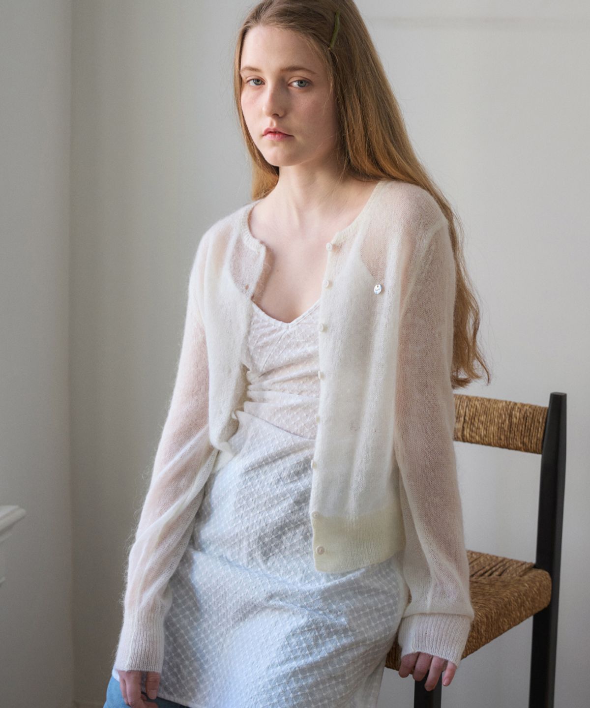 헤인트(HAINT) SHEER HAIRY SOFT CARDIGAN 3COL_IVORY