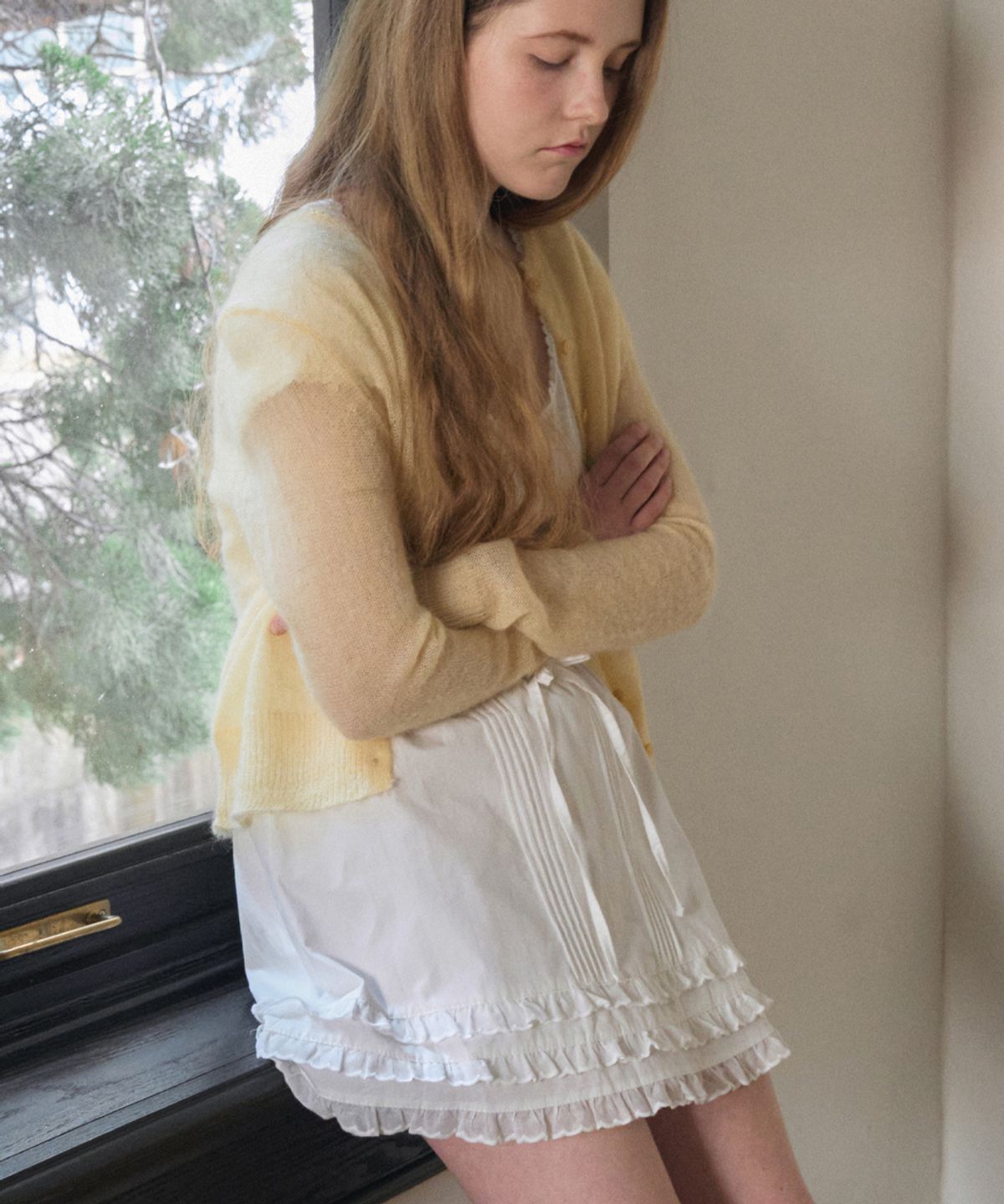 헤인트(HAINT) SHEER HAIRY SOFT CARDIGAN 3COL_YELLOW