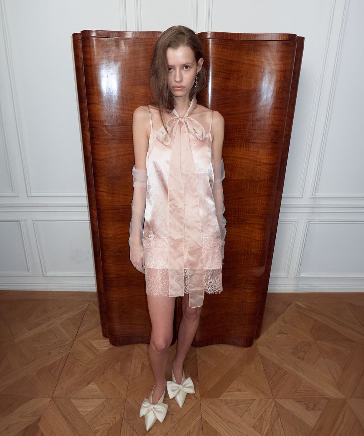 더포르타(THEPORTA) SATIN LACE MINI DRESS, PINK