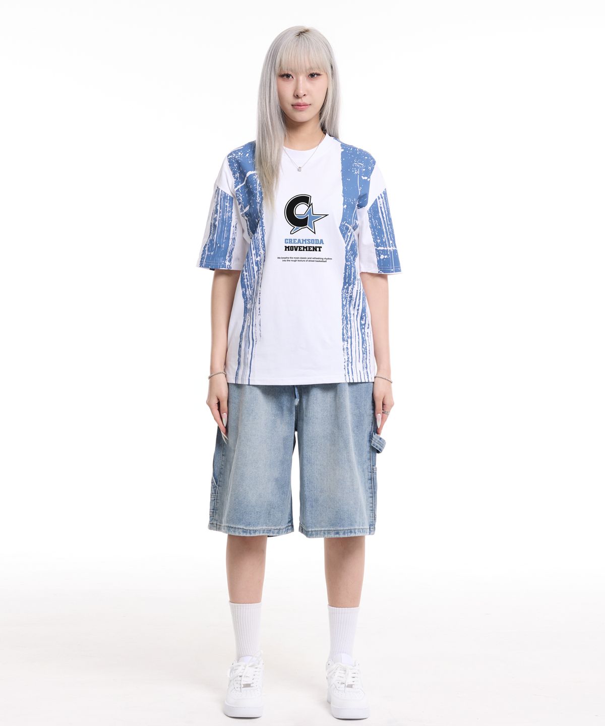 크림소다랩(CREAM SODA LAB) 페인티드 C 무브먼트 반팔 티셔츠 화이트