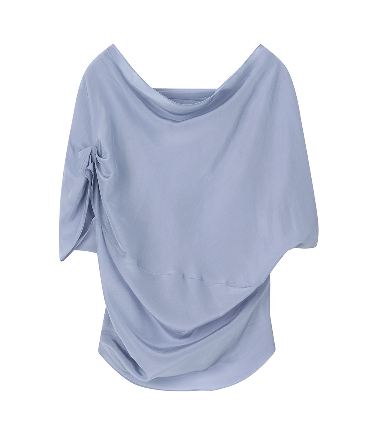 미드앤로우(MIDNLOW) Unbalanced Draped Shirts (Sky Blue)