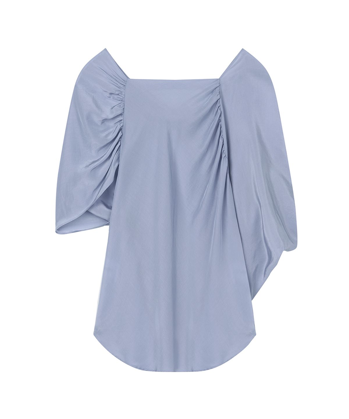 미드앤로우(MIDNLOW) Unbalanced Draped Shirts (Sky Blue)