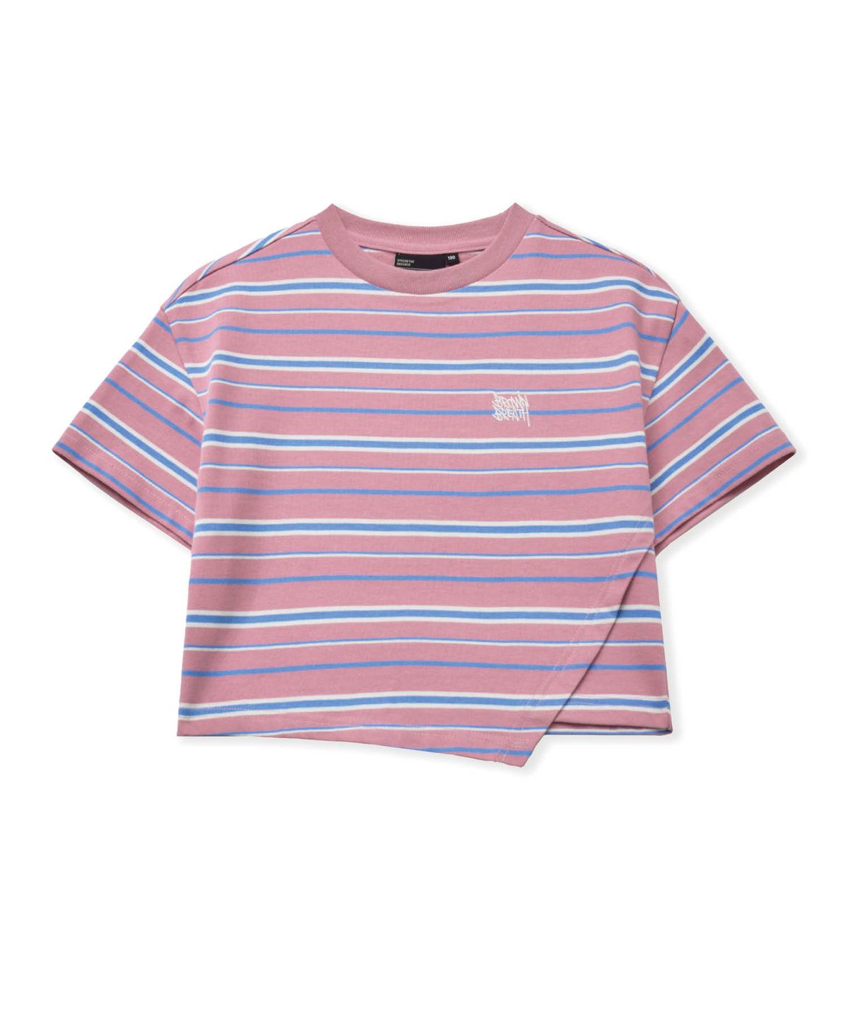 브라운브레스 키즈(BROWNBREATH KIDS) KIDS GIRL STRIPE CROP TEE - PINK