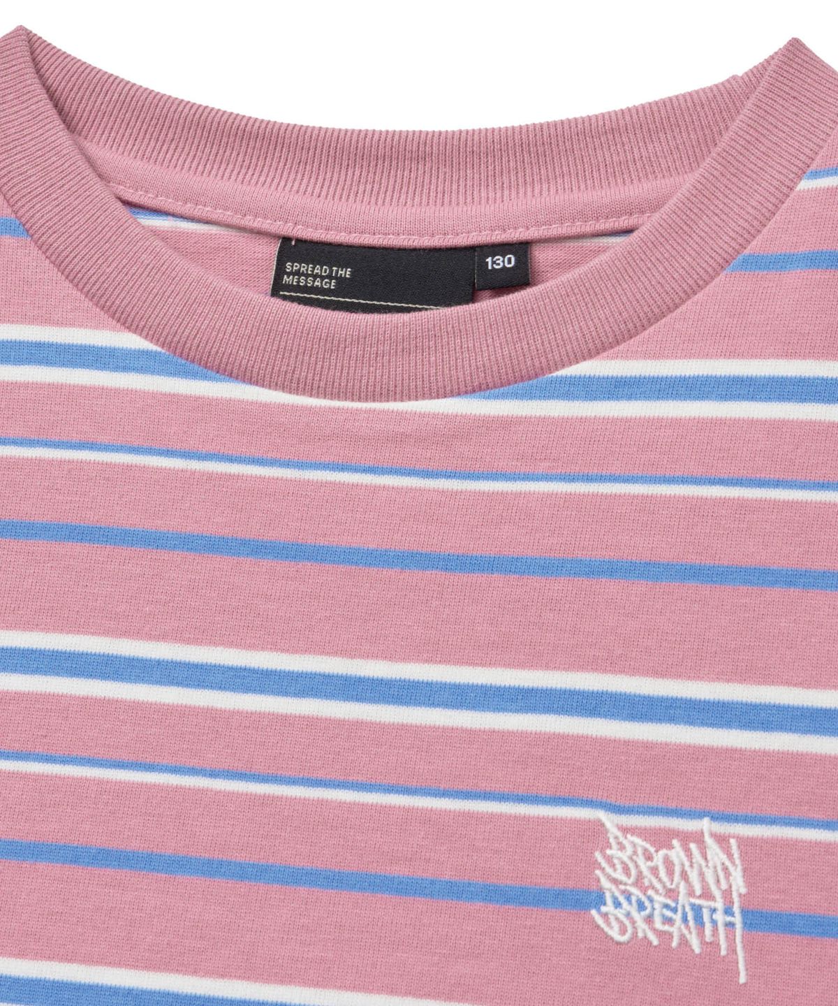 브라운브레스 키즈(BROWNBREATH KIDS) KIDS GIRL STRIPE CROP TEE - PINK