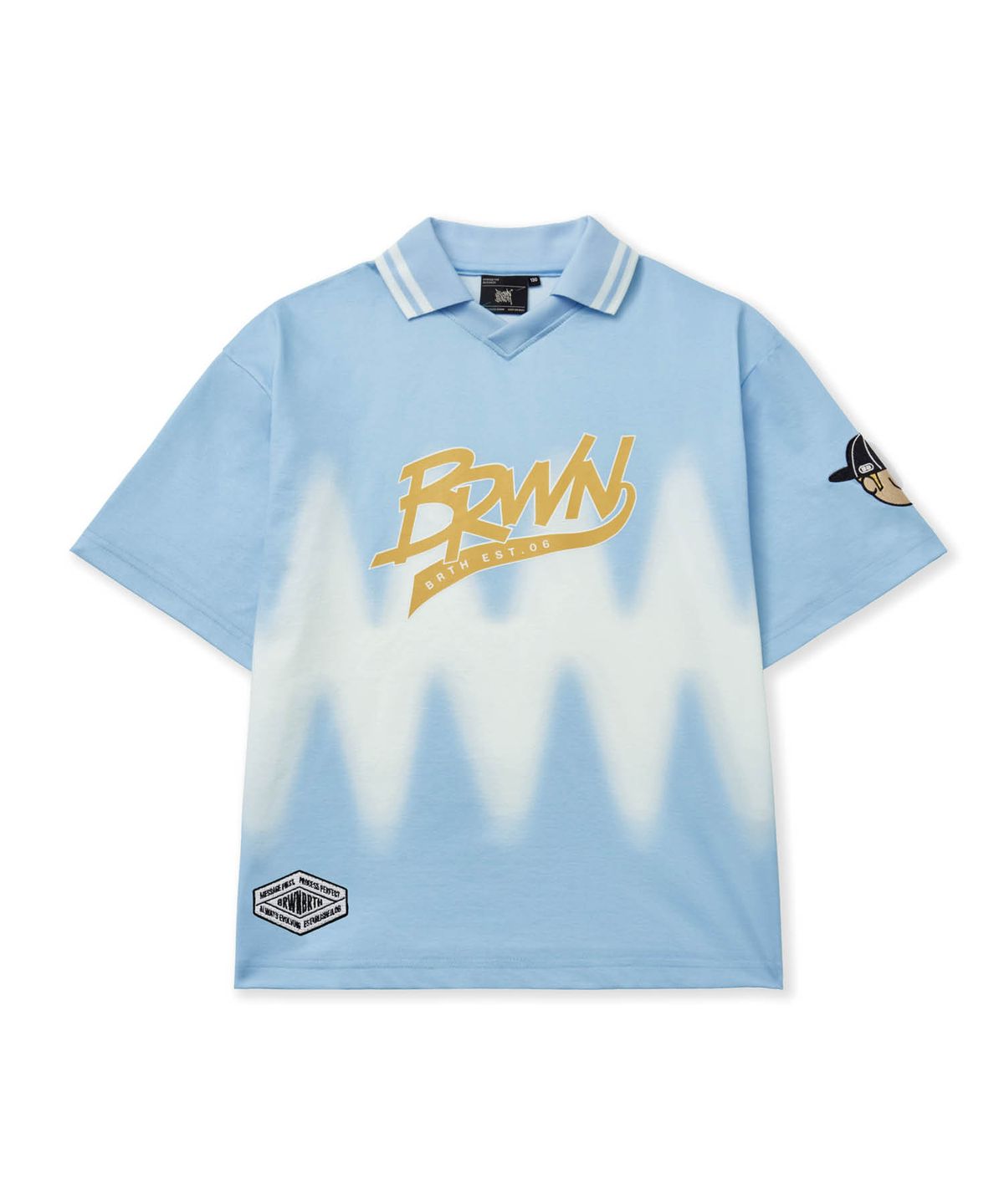 브라운브레스 키즈(BROWNBREATH KIDS) KIDS DYEING COLLAR TEE - SKY BLUE