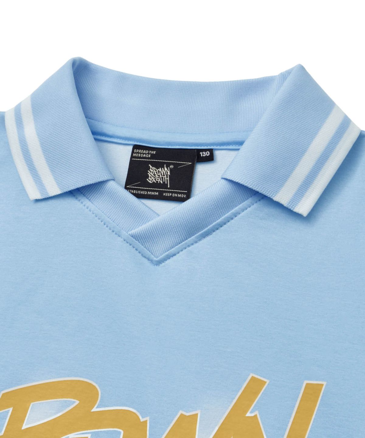 브라운브레스 키즈(BROWNBREATH KIDS) KIDS DYEING COLLAR TEE - SKY BLUE