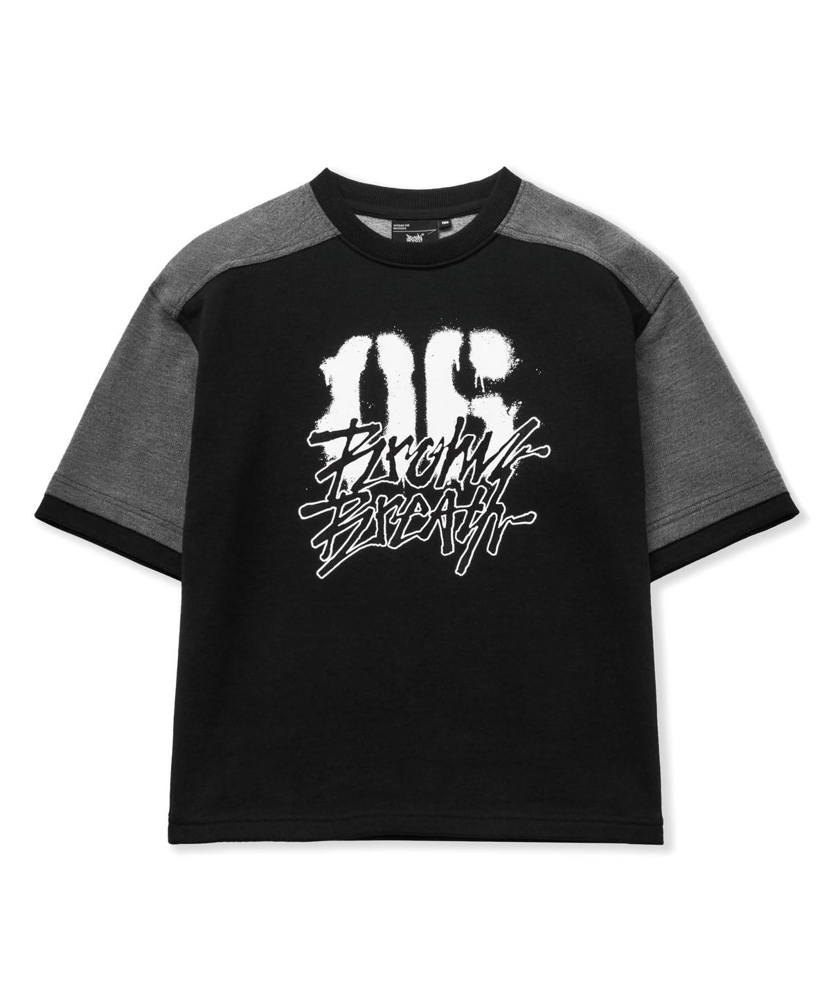 브라운브레스 키즈(BROWNBREATH KIDS) KIDS TAG JERSEY DENIM MIX SETUP - BLACK