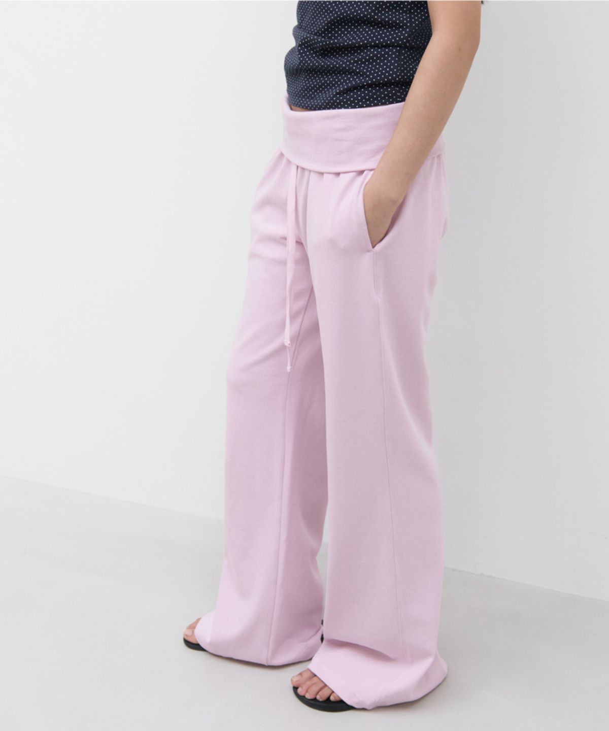 지비에이치 어패럴(GBH APPAREL) FOLD OVER LONG PANTS / BABY PINK