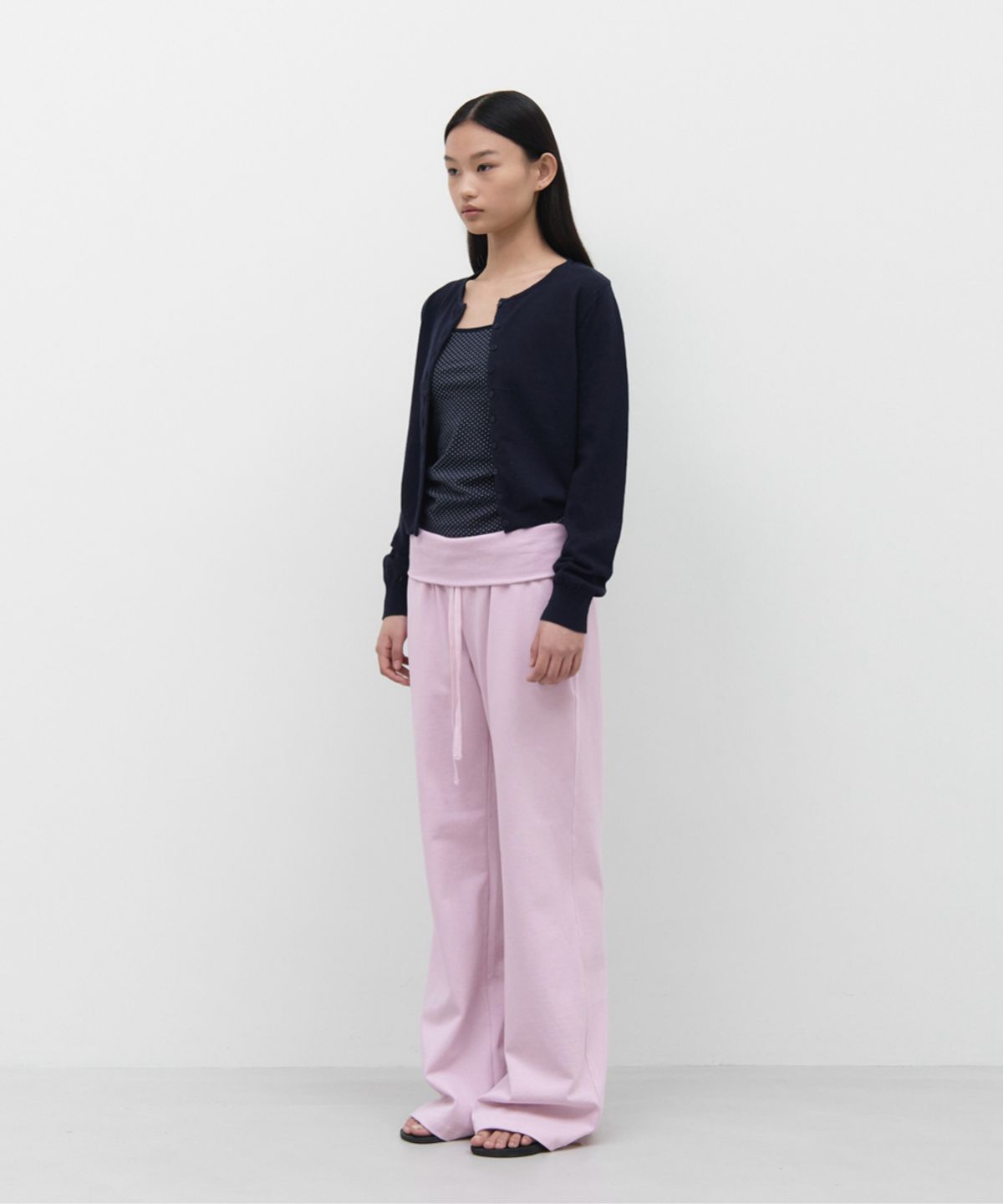 지비에이치 어패럴(GBH APPAREL) FOLD OVER LONG PANTS / BABY PINK