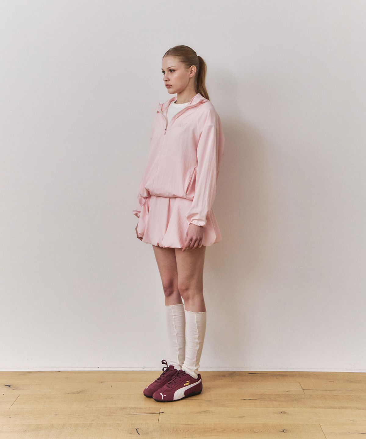 우네(OONE) Sheer Hooded Wind Jacket_Baby Pink