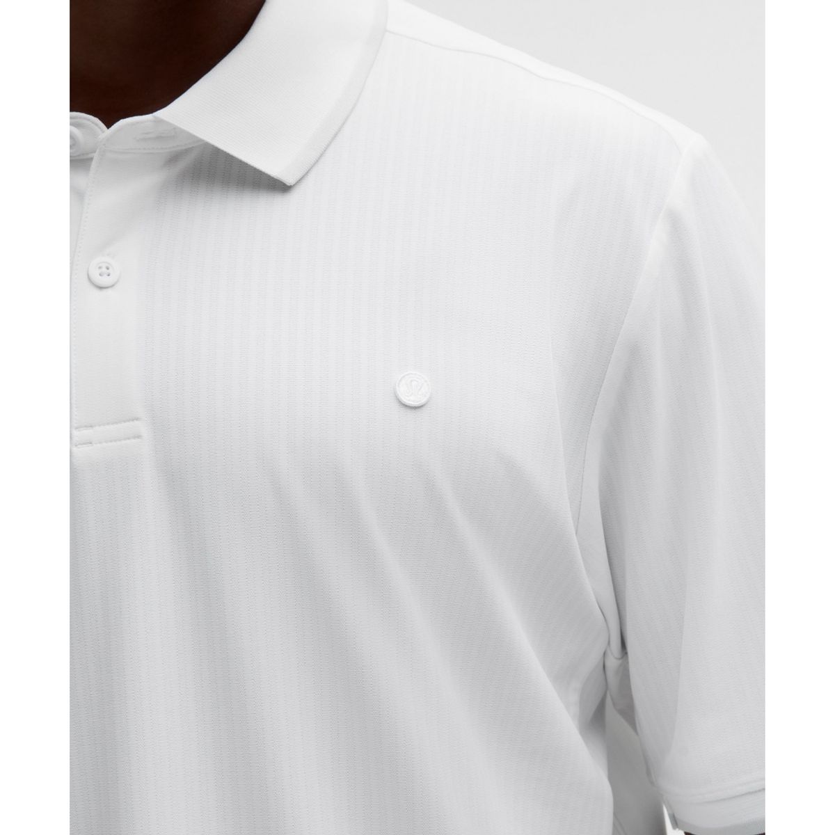 룰루레몬(LULULEMON) UV 프로텍티브 스트라이프 메쉬 테니스 폴로 셔츠  WHT