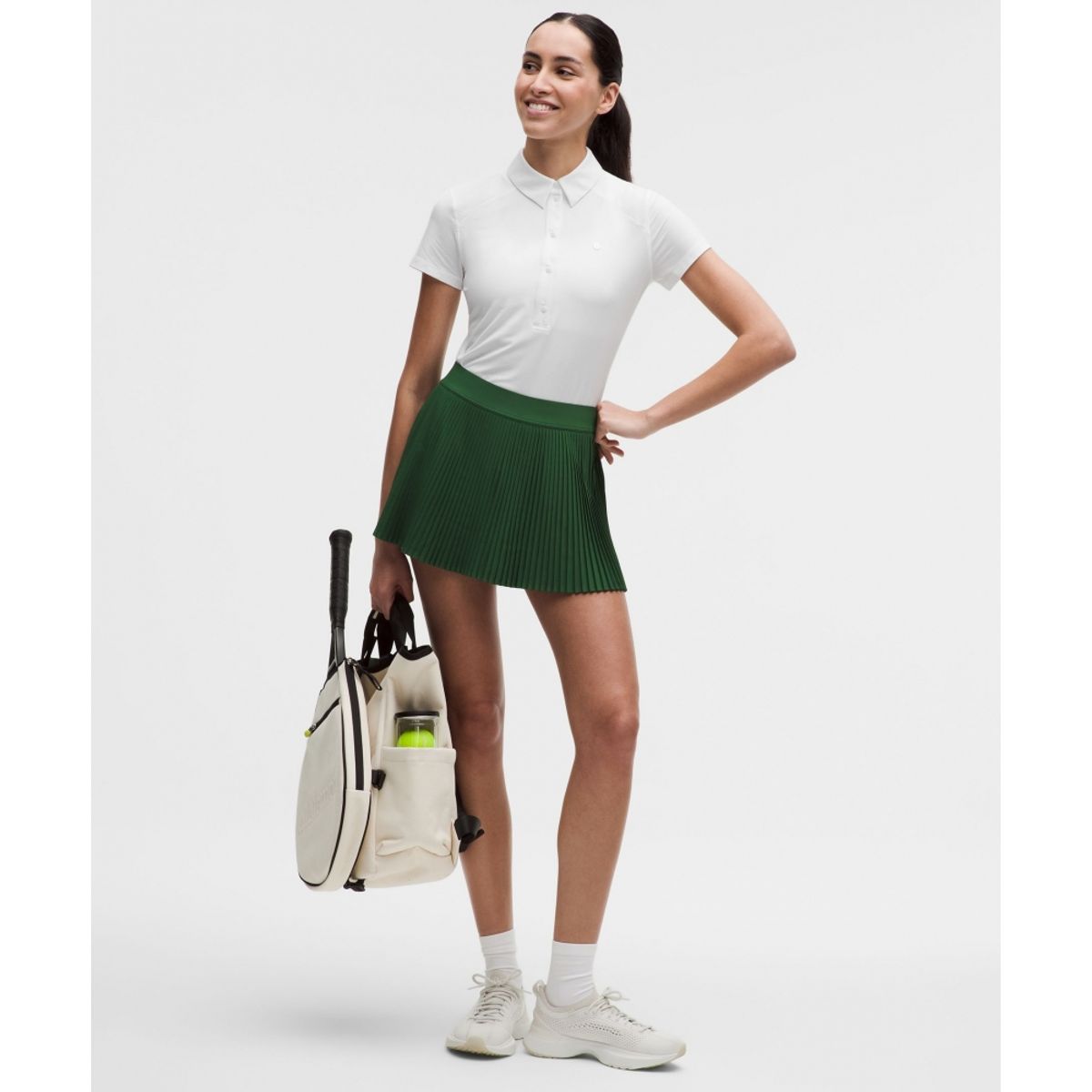 룰루레몬(LULULEMON) 퀵 드라이 숏슬리브 폴로 셔츠 스트레이트 헴 *로고  WHT