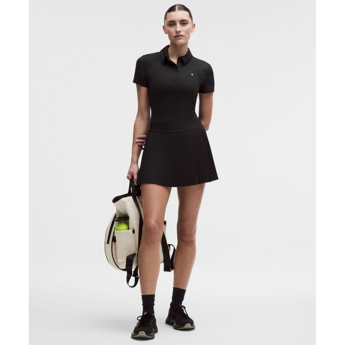 룰루레몬(LULULEMON) 퀵 드라이 숏슬리브 폴로 셔츠 스트레이트 헴 *로고  BLK