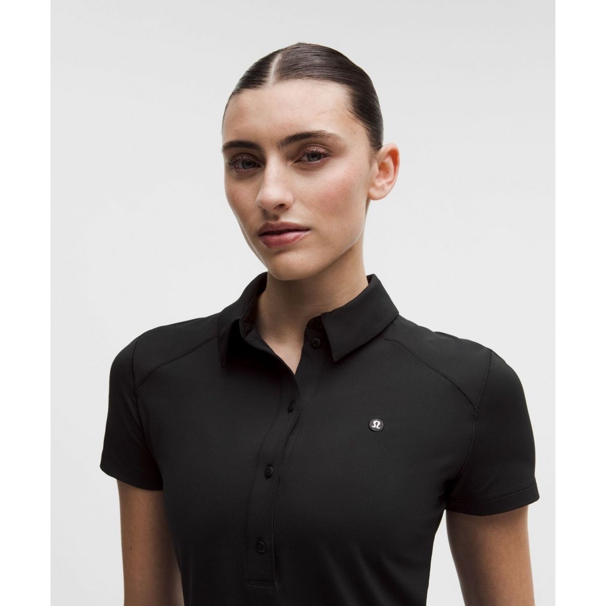 룰루레몬(LULULEMON) 퀵 드라이 숏슬리브 폴로 셔츠 스트레이트 헴 *로고  BLK