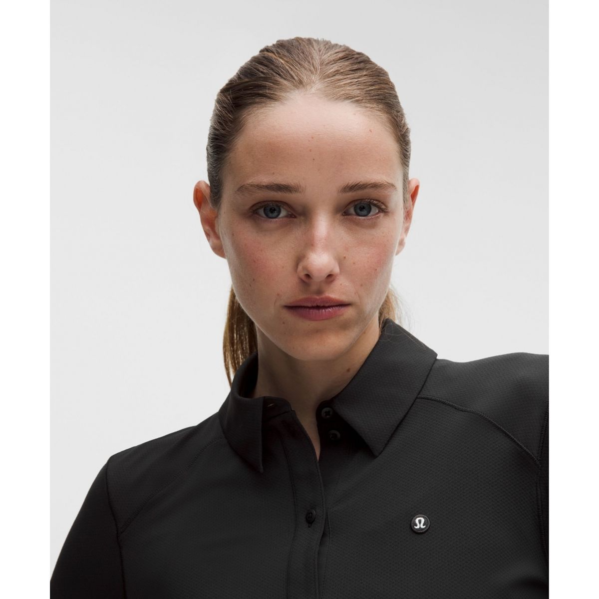 룰루레몬(LULULEMON) 퀵 드라이 롱슬리브 폴로 셔츠 *스트레이트 헴  BLK