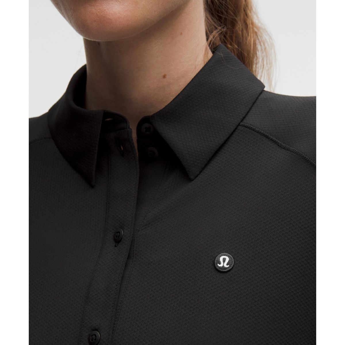 룰루레몬(LULULEMON) 퀵 드라이 롱슬리브 폴로 셔츠 *스트레이트 헴  BLK