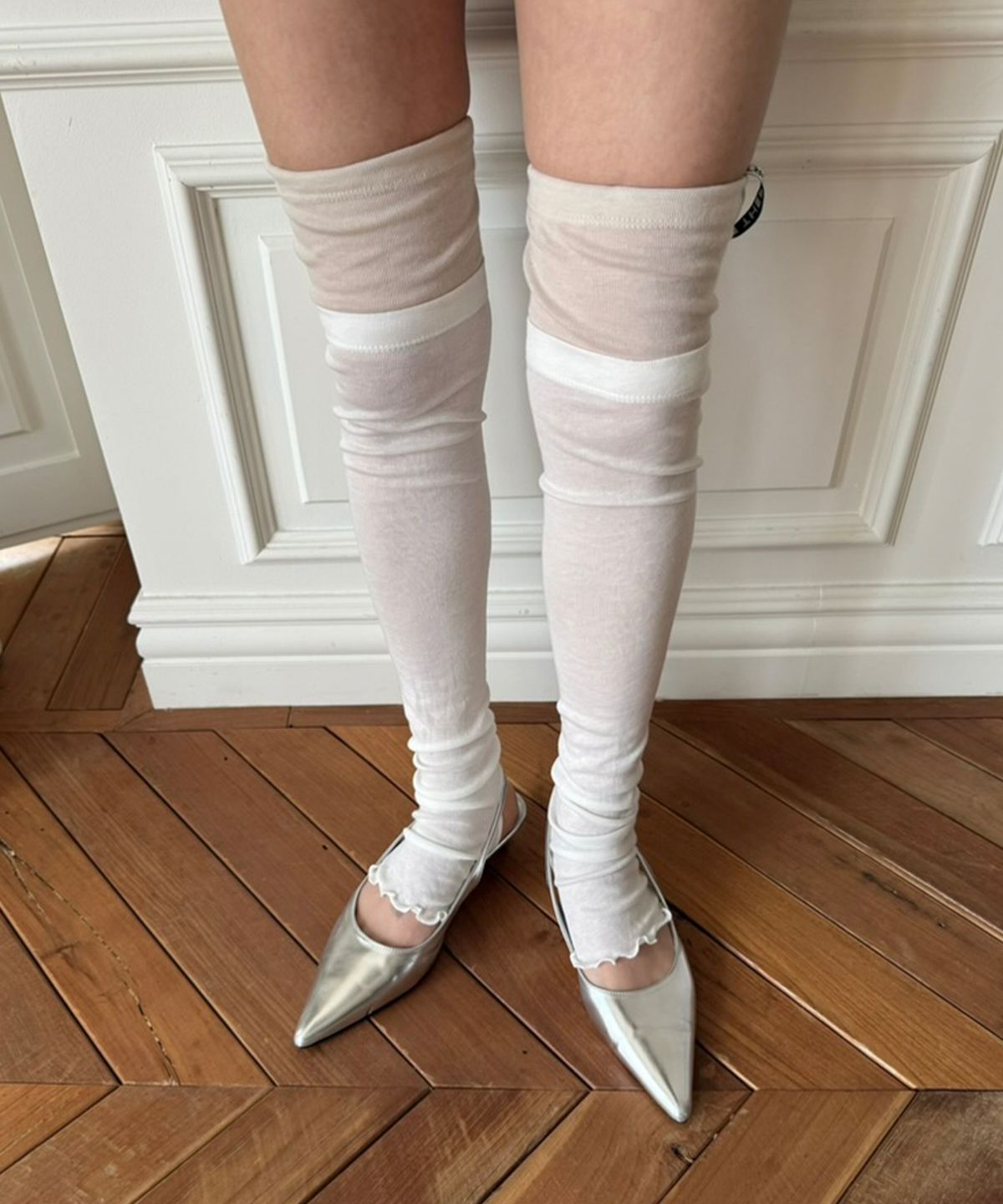 더포르타(THEPORTA) LAYERED LEG WARMER, IVORY