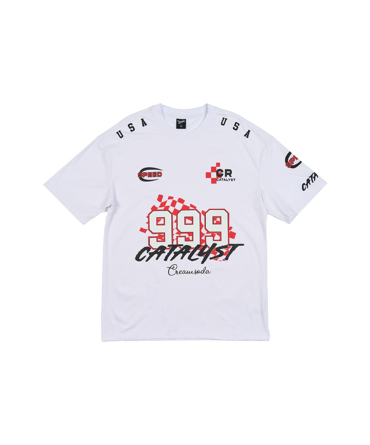 크림소다랩(CREAM SODA LAB) 스피드 999 그래픽 반팔 티셔츠 화이트