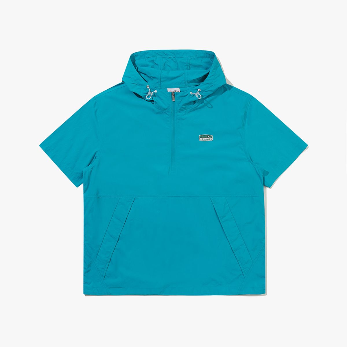 디아도라(diadora) 컴피 후드 반팔 아노락 TURQUOISE
