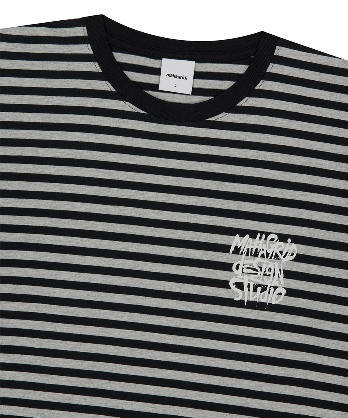 마하그리드(MAHAGRID) STRIPE SLASH LOGO TEE GREY(MG2GMMT513A)