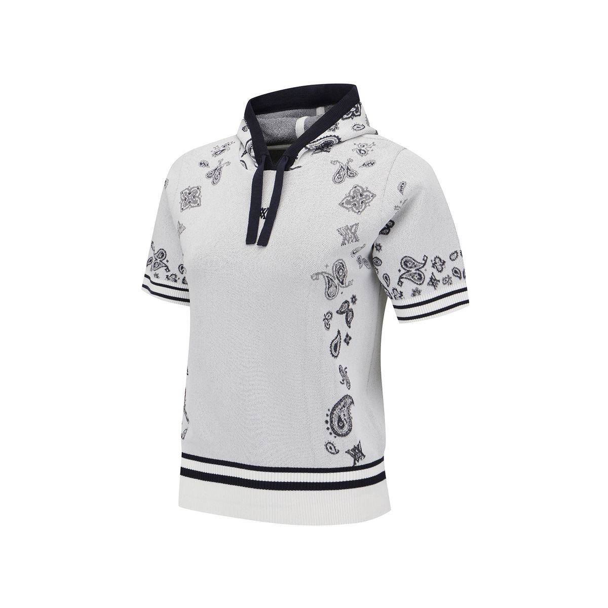어뉴골프(ANEW GOLF) WOMEN PAISLEY HOODED SHORT SLEEVE SWEATER_WH