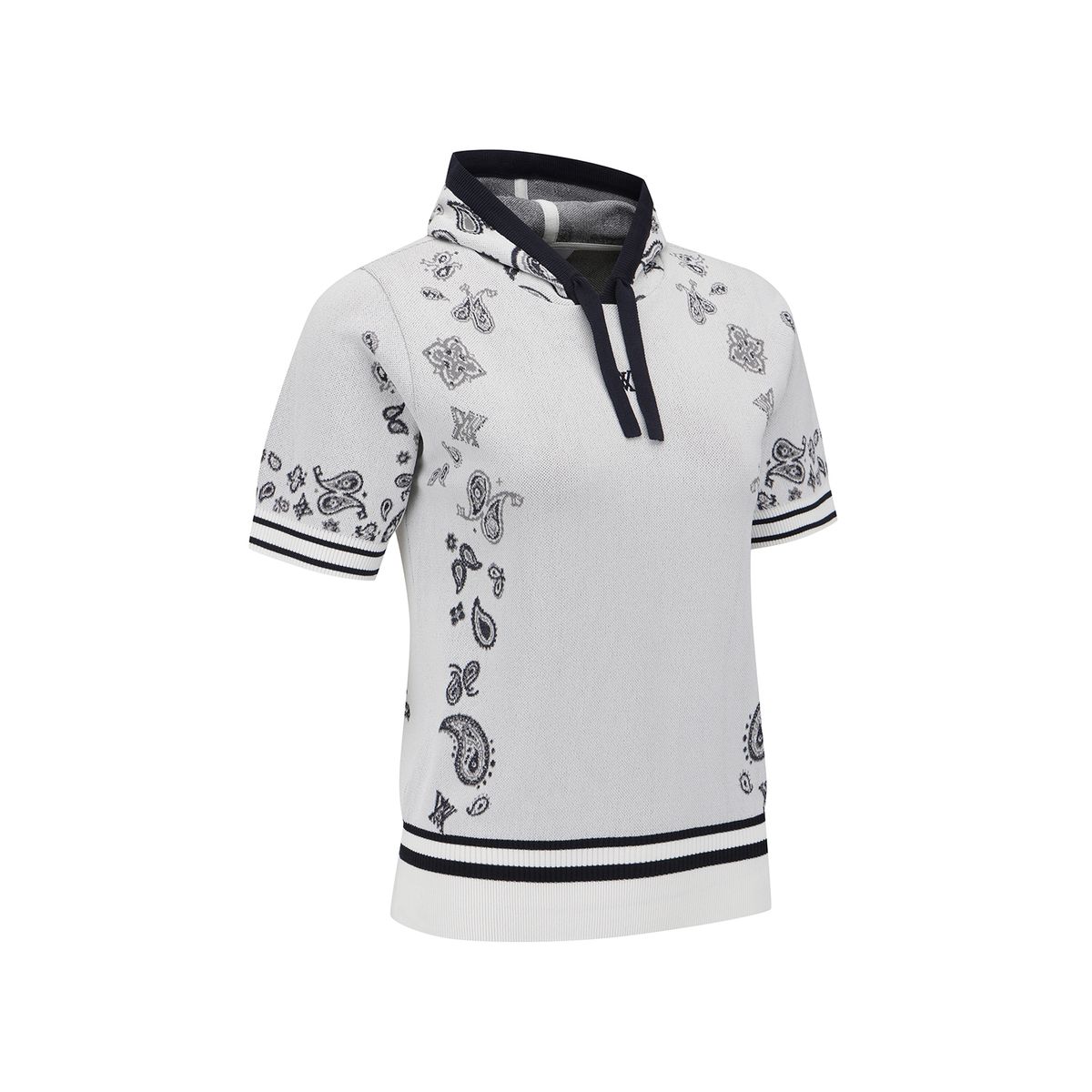 어뉴골프(ANEW GOLF) WOMEN PAISLEY HOODED SHORT SLEEVE SWEATER_WH