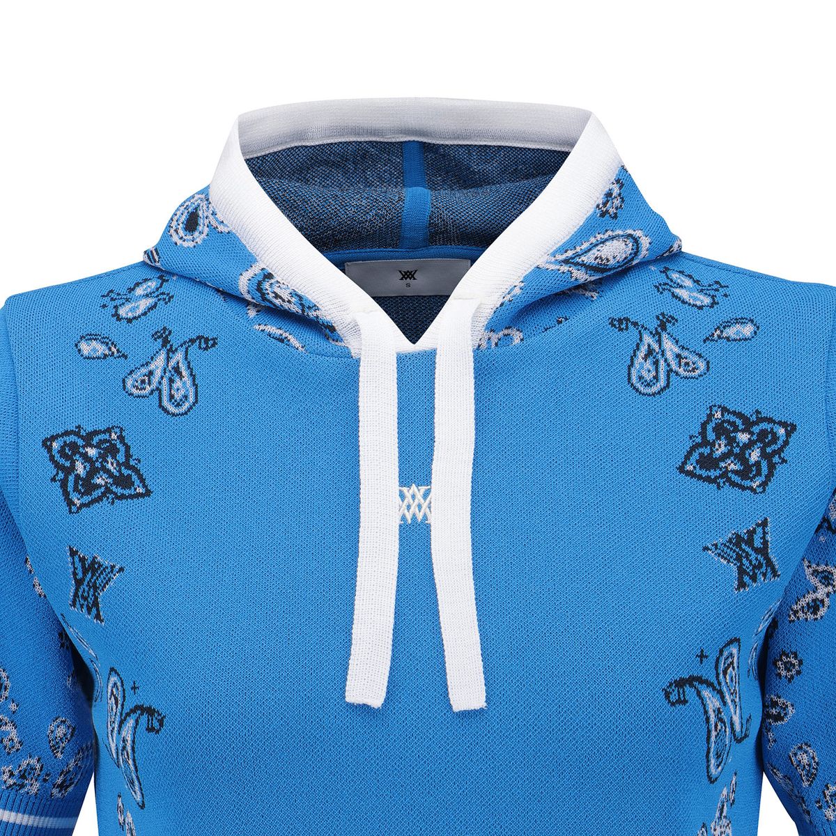 어뉴골프(ANEW GOLF) WOMEN PAISLEY HOODED SHORT SLEEVE SWEATER_BL